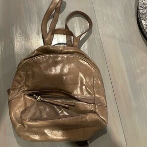 HOBO 11”x11” leather bag, in taupe